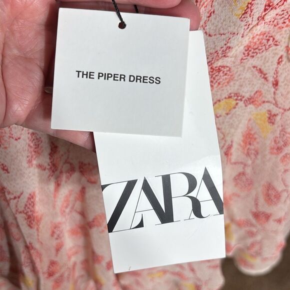 Zara women’s xl piper dress babydoll tiered strappy mini floral abstract chiffon - Picture 10 of 10